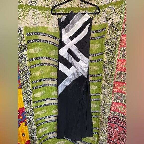 Vintage Y2K Jessica McClintock Black and White Strapless Formal Gown Size 4 - Picture 1 of 14